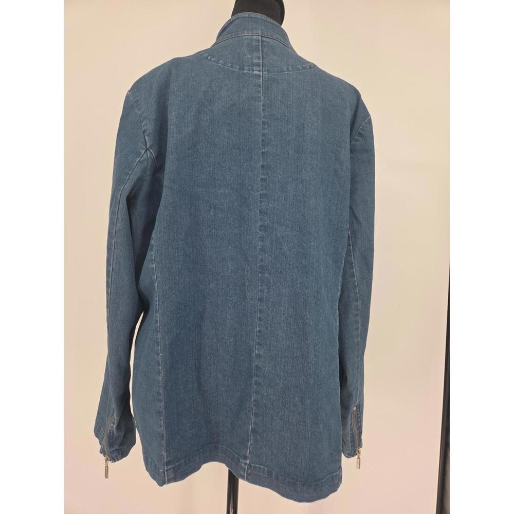 Vintage 1980 Denim Blazer 1X Bedazzled Rhinestone Jewel Embellishments Glam - Picture 4 of 6
